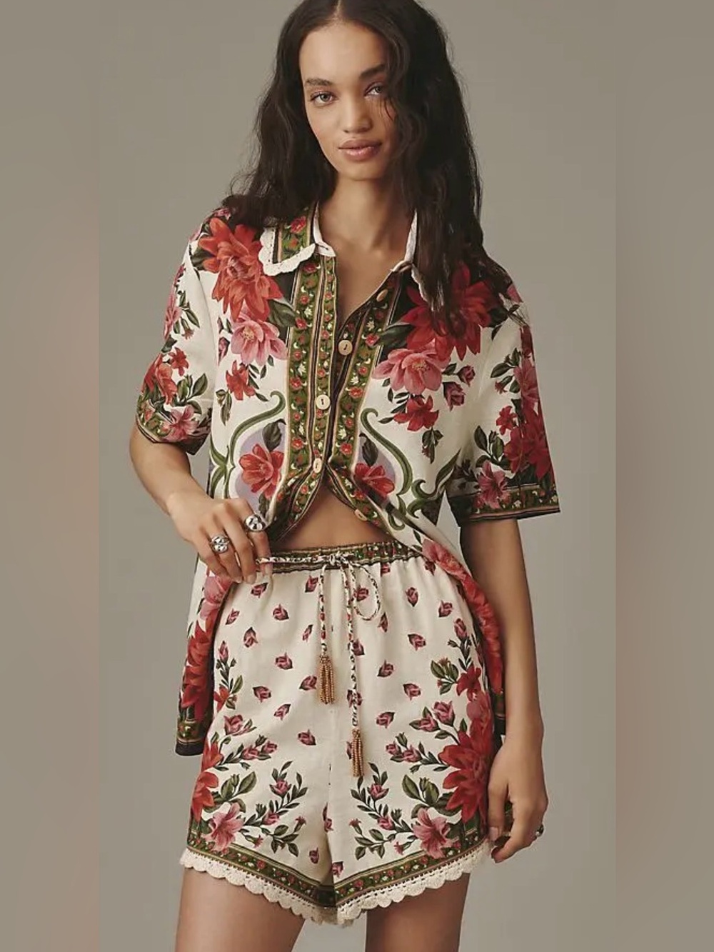 Farm Rio Wonder Rio Crochet Buttondown Shirt - Picture 6 of 6